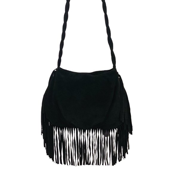 Ember Skye 'Kate' Fringe Suede Leather Satchel with Agate Stones - Picture 5 of 8